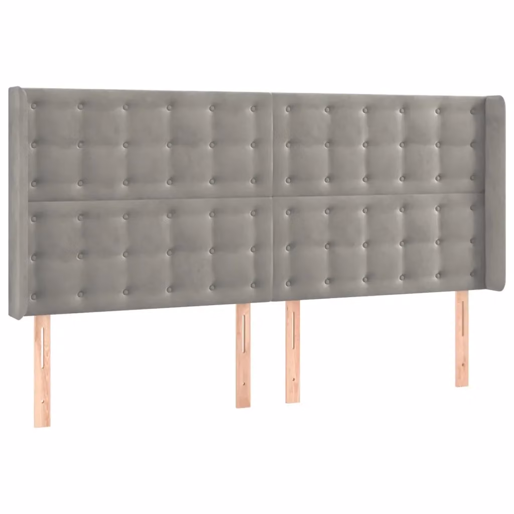 Testiera con Orecchie Design Mania in Velluto Grigio Chiaro L: 203 cm, P: 16 cm, H: 118/128 cm – 2