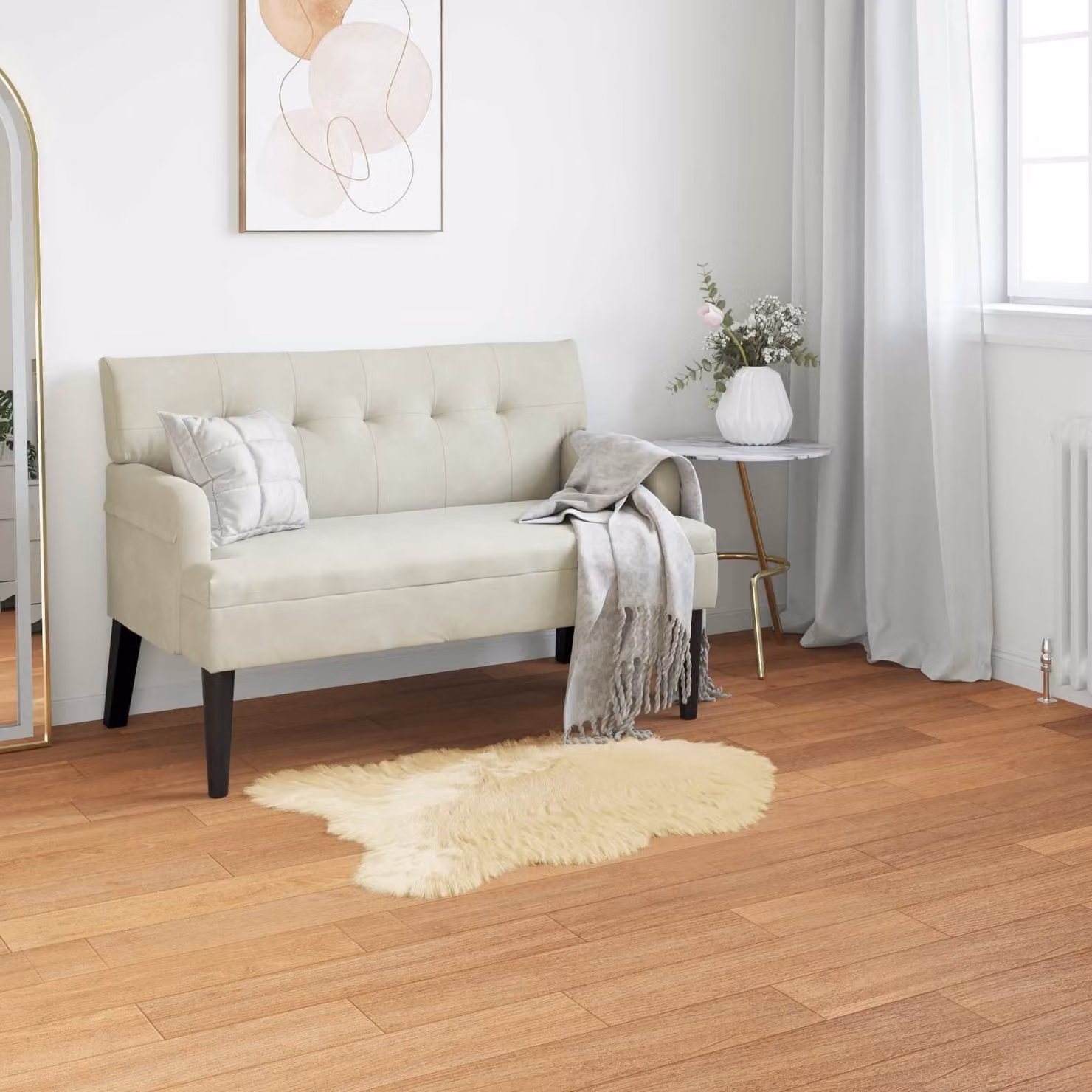 Tappeto moderno rettangolare vidaXL in poliestere color beige, L: 60 cm x P: 90 cm