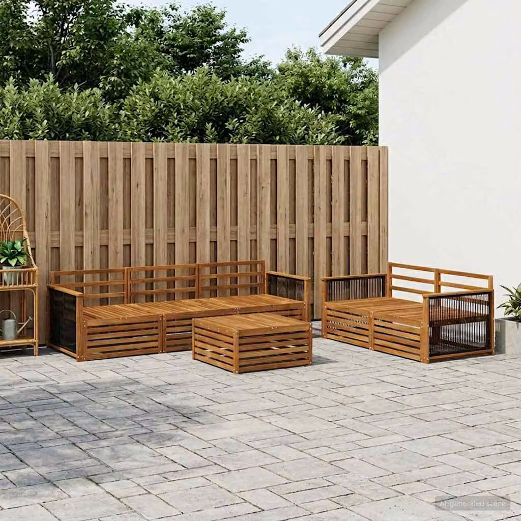 Set di divani da esterno vidaXL in legno di acacia massello, 6 pezzi, colore marrone naturale