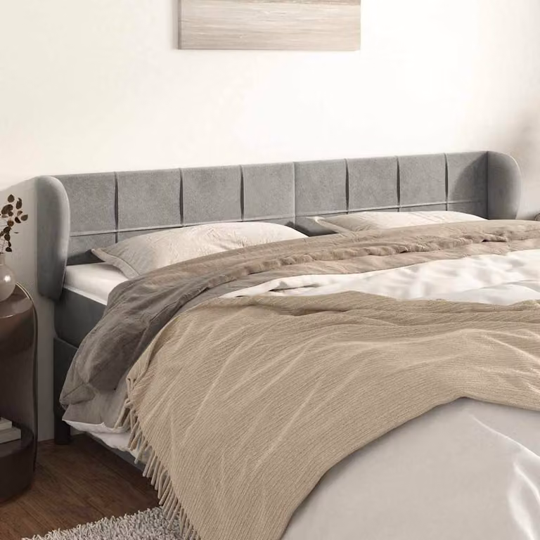 Testiera ad orecchio vidaXL in velluto grigio chiaro L: 183 cm, P: 23 cm, H: 78/88 cm