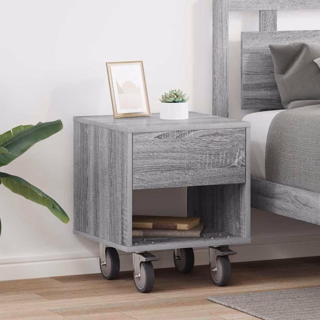 Set di 2 comodini vidaXL moderni in colore grigio, L 40,5 cm x P 40 cm x H 48 cm