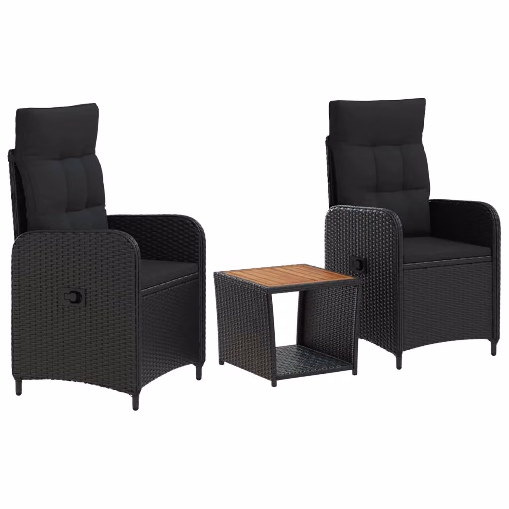 Set Lounge da Giardino Moderno vidaXL in Acciaio Nero con Cuscini Imbottiti e Tavolino da Esterno – 2