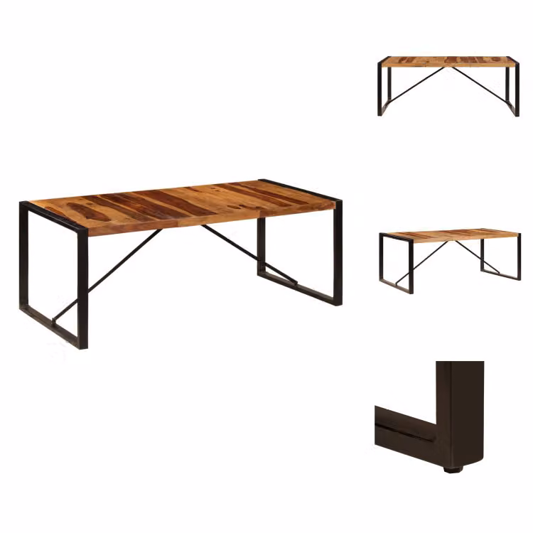 vidaXL Tavolo da pranzo 200 x 100 x 75 cm in legno massiccio - Tavoli da pranzo