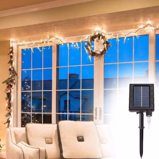 Catena luminosa a LED solare a forma di riccio - 10 metri, 80 LED - per interni ed esterni - 8 modalità - grado di protezione IP44 - luce bianco caldo