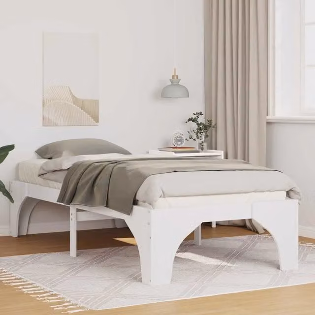 Struttura letto moderno in pino massello bianco vidaXL L/P/H: 200 x 100 x 40 cm