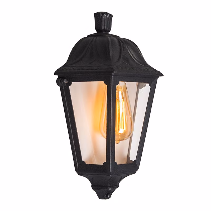 QAZQA - Lanterna da parete per esterni Classic I Antique Classic nera IP55 - Lessie I Illuminazione per esterni - Rotonda in plastica - LED adatto E27