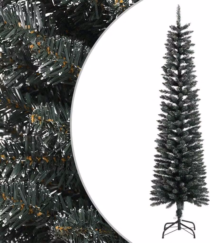 The Living Store Albero di Natale artificiale con supporto Slim Green 180 cm PVC