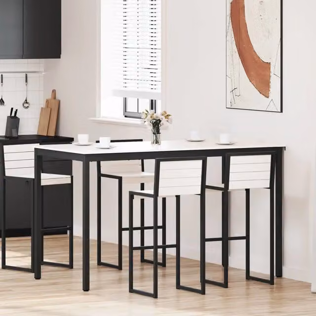 Tavolo da bar Bianco 180 x 90 x 105 cm Pino massello 892812