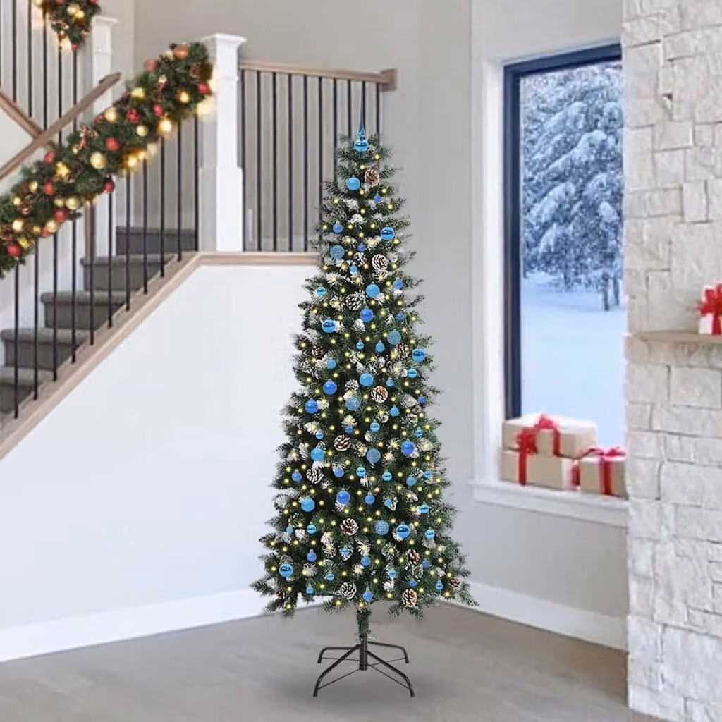 Albero di Natale artificiale moderno vidaXL verde con 300 LED bianco caldo – 1