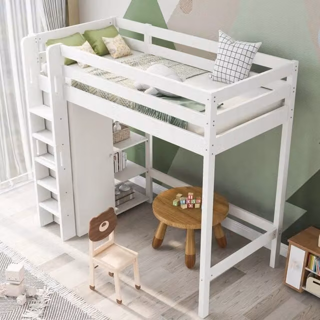 Letto a castello con armadio - Xylo - 90x200 - Bianco