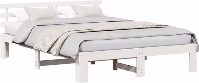 Letto matrimoniale Design In in pino massello laccato bianco L 140 x P 200 cm