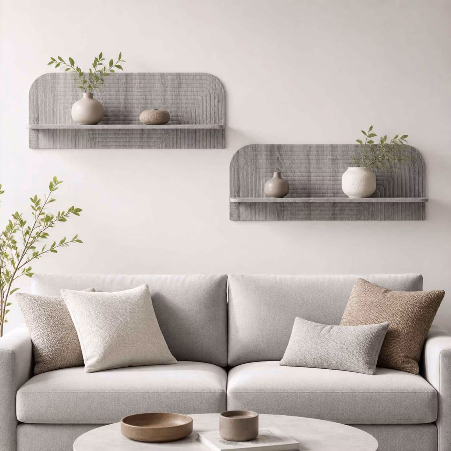 Set di 2 Scaffali da parete vidaXL in stile minimalista, colore grigio, L 102 cm x P 37,5 cm x H 13,5 cm