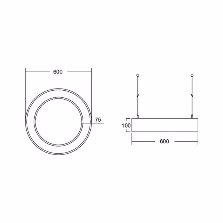 BRUMBERG Anello cerchio Biro10 su/giù Ø 60cm on/off argento 840 Biro Circle Ring, Alluminio / Grigio / Zincato, Studio / Ufficio, Alluminio, Moderno