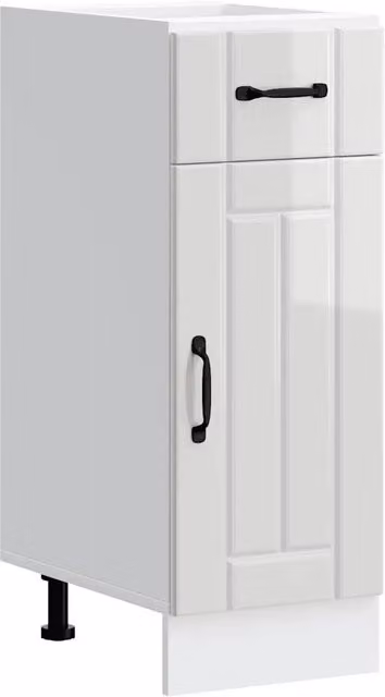 Mobile da cucina bianco lucido HELLOSHOP26 in legno composito con ante e cassetti stile moderno L/P/H: 30 x 46 x 81,5 cm