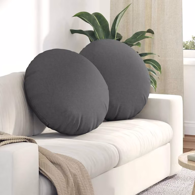 Set di 2 cuscini per seduta rotondi vidaXL in tessuto grigio, Ø 60 cm x 21 cm