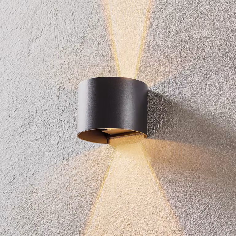 Mantra Iluminación Applique da esterni a LED Davos, Nero, Alluminio, Moderno, Applique LED da esterni