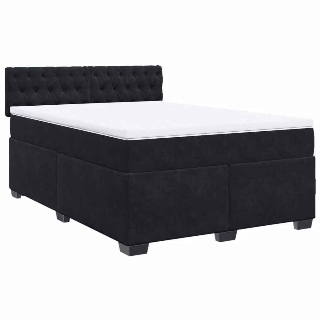Giroletto a Molle con Materasso Nero 160x200 cm in Velluto