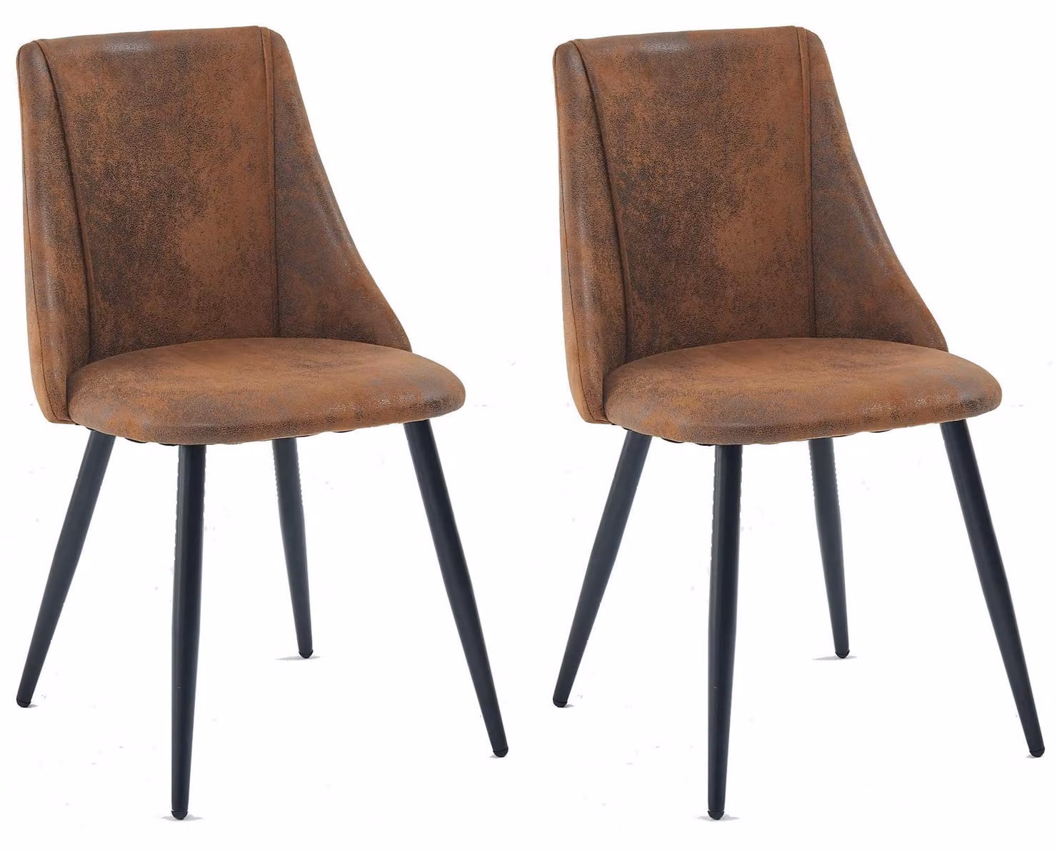 Set di 2 sedie da pranzo in stile retrò, rivestite in ecopelle, con gambe in metallo, dimensioni 50,5 x 53,5 x 83 cm