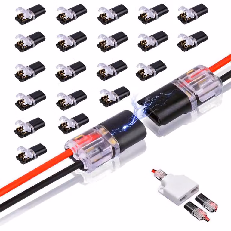 Connettori a due poli, doppi, confezione da 20 pezzi, con sistema di bloccaggio, per illuminazione a LED