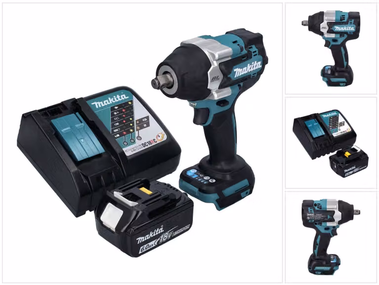 Avvitatore a impulsi a batteria Makita DTW 700 RG1 18 V 700 Nm 1/2" XPT Brushless + 1x batteria ricaricabile 6,0 Ah + caricabatterie