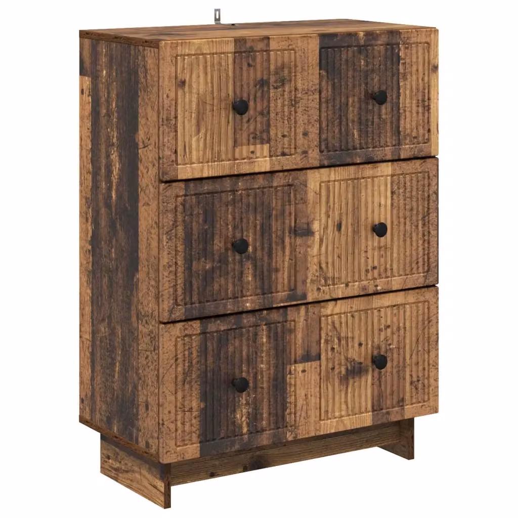 Mobile con Cassetti Moderno vidaXL in Legno MDF e Metallo Marrone L: 66 cm, P: 34,5 cm, H: 90 cm – 2