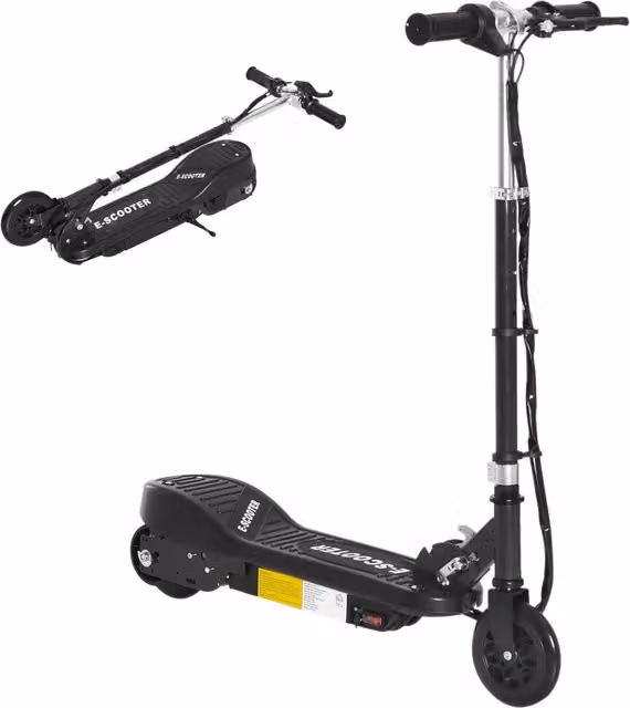 Monopattino Elettrico per Bambini Pieghevole da 120W, Velocità Max 12km/h, 74x36x69-91 cm, Nero