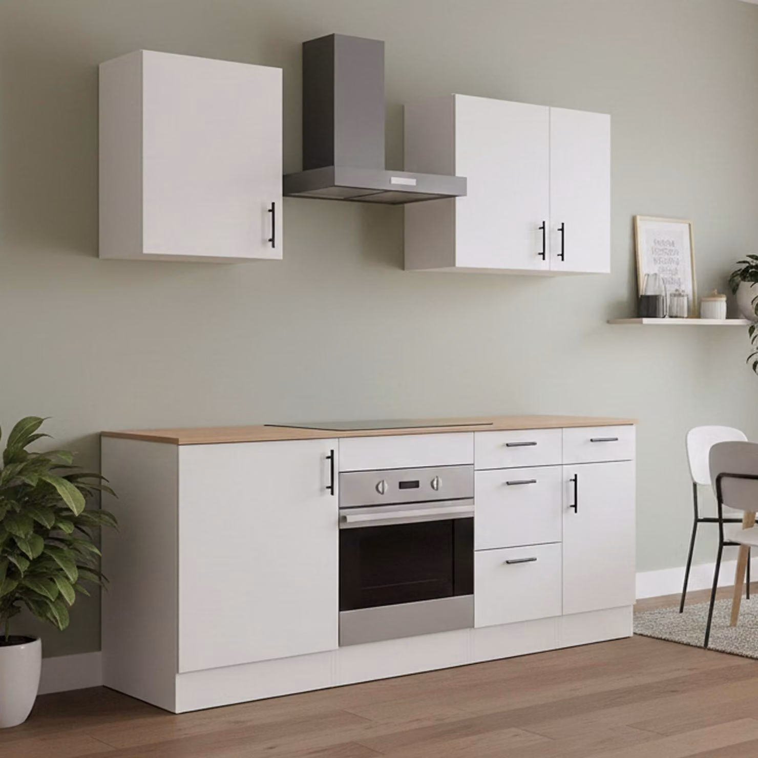 Moriantha - Cucina, Bianco, 4 Cassetti, Elettrodomestici non inclusi,