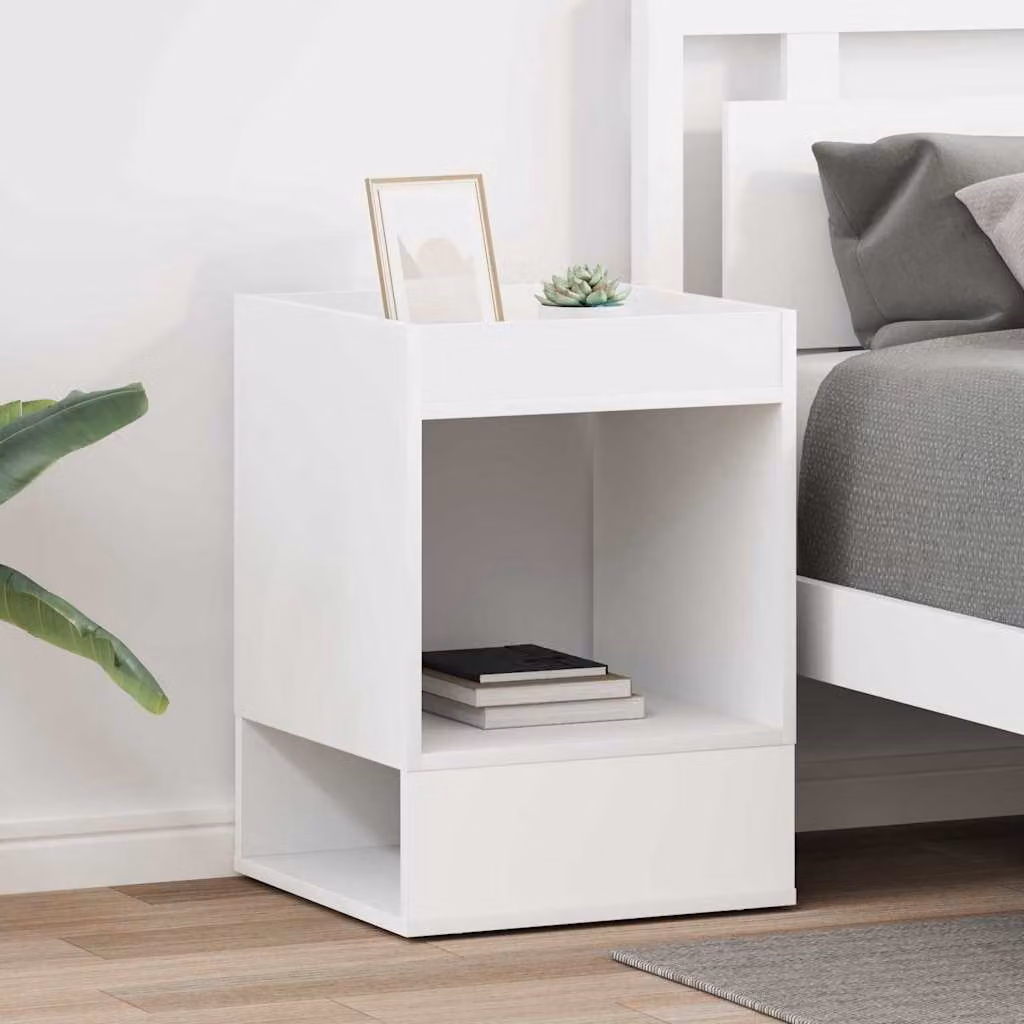 Set di 2 tavolini da soggiorno vidaXL in legno ingegnerizzato bianco, design moderno, L/P/H: 40 x 40 x 56 cm