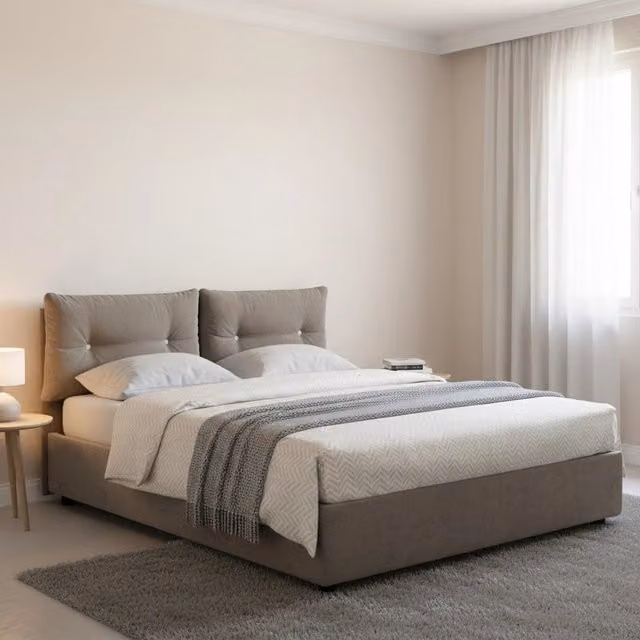 Letto Agamennone Talamo Italia, Piazza e Mezza con Base Contenitore Lift Up, Grigio, L/P/H: 120 x 200 x 135 cm – 1