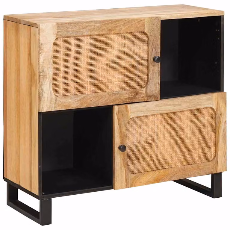 Credenza moderna vidaXL in legno di mango massello marrone L: 80 cm, P: 33 cm, H: 75 cm