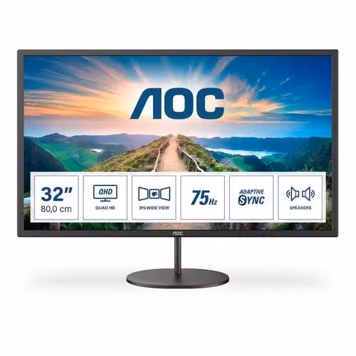 Monitor PC AOC Q32V4 da 80 cm (31.5 pollici) QHD 2K Ultra HD LED IPS Nero con HDMI e DisplayPort – 2