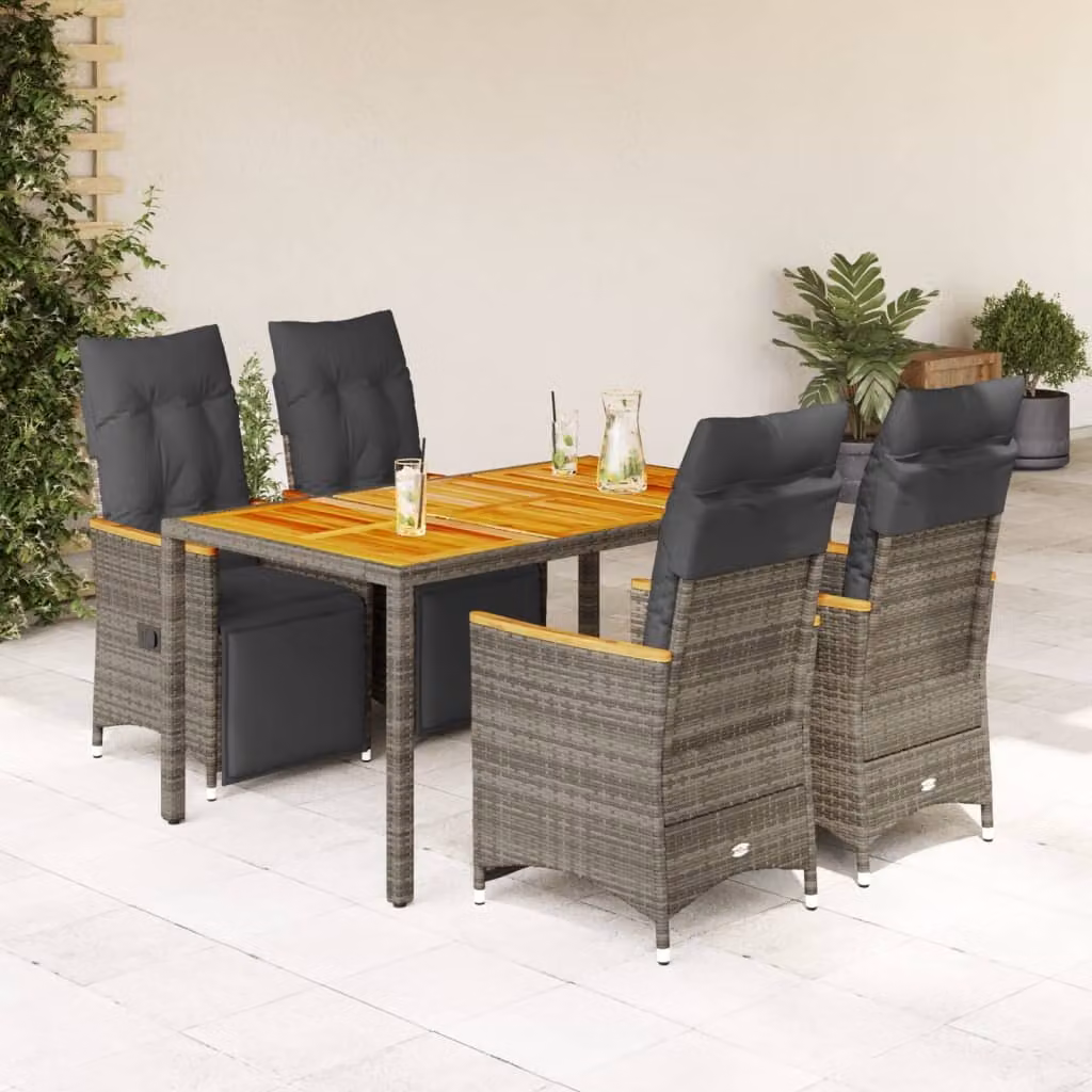 Maison Exclusive - Set da giardino bistrot 5 pezzi con cuscini grigio in polyrattan