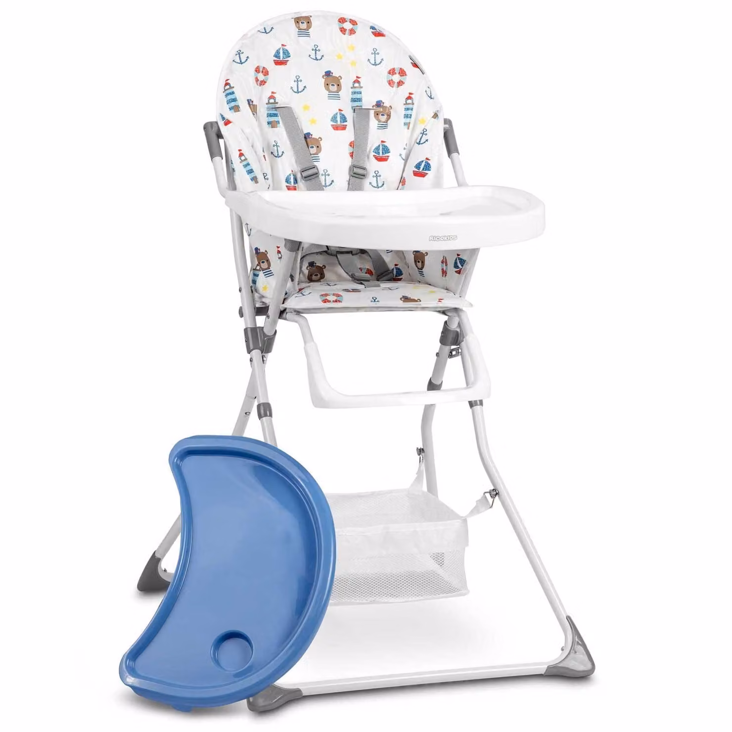 Sedia da pranzo per bambini Eldo bianca e blu