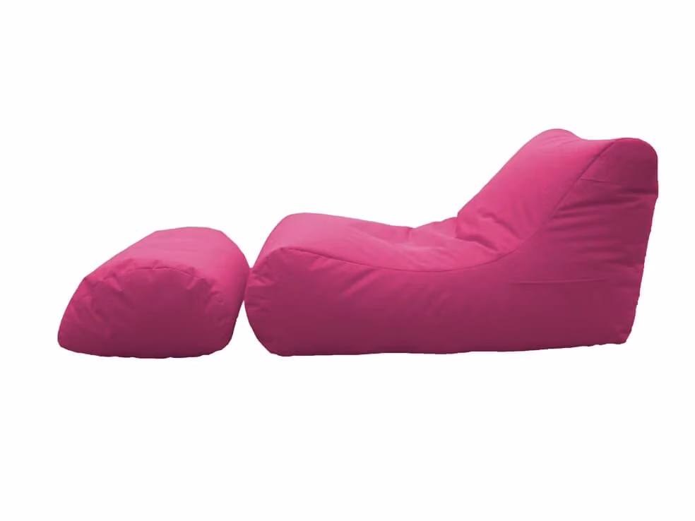 Poltrona Pouf Chaise Longue con Poggiapiedi Avalli in Tessuto Rosa – 2