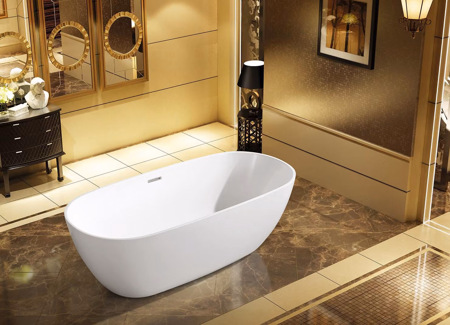 Standbadewanne Badezimmer Acryl Badewanne Wanne Freistehende Weiß