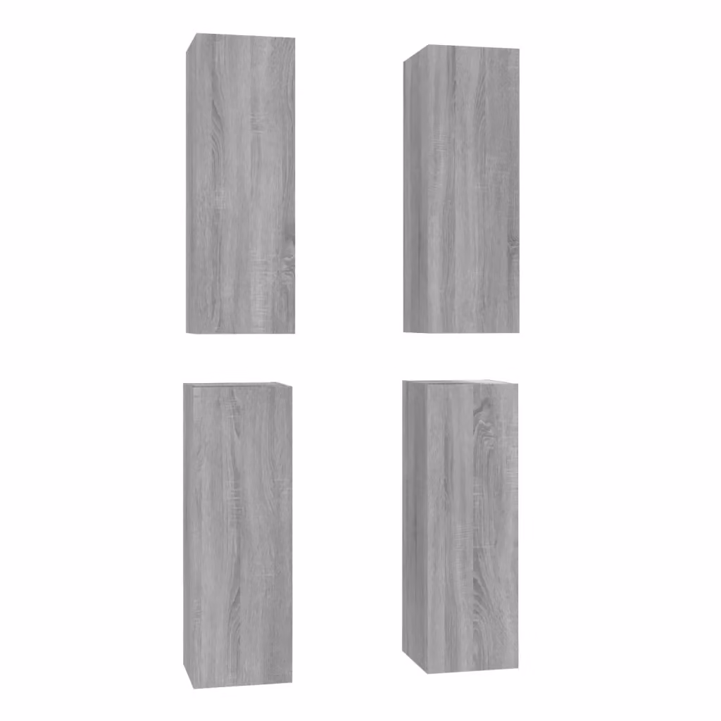 Set di 4 mobili TV moderni da parete vidaXL in legno MDF grigio L: 30,5 cm, P: 30 cm, H: 90 cm – 2