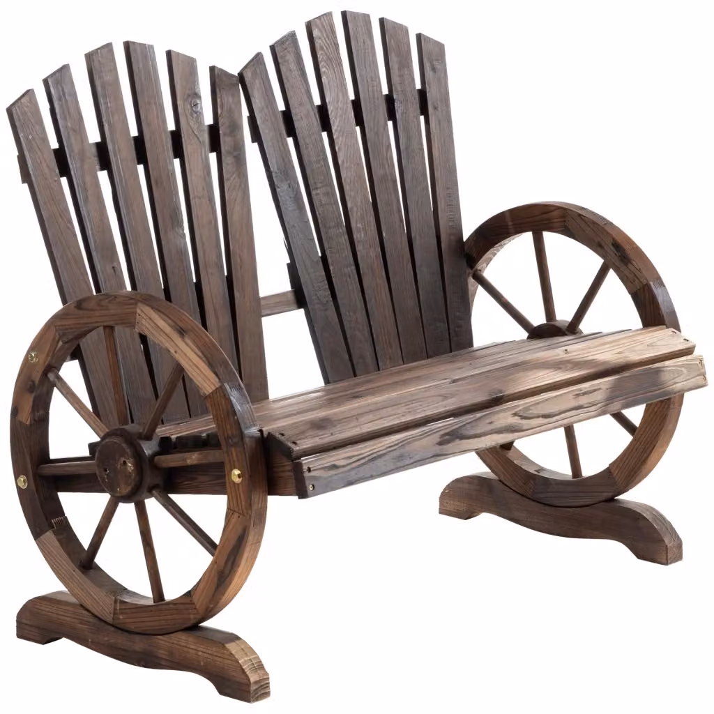Panchina da giardino Minimal in legno massello con braccioli, Marrone scuro, L: 108 cm, P: 66 cm, H: 95 cm – 2