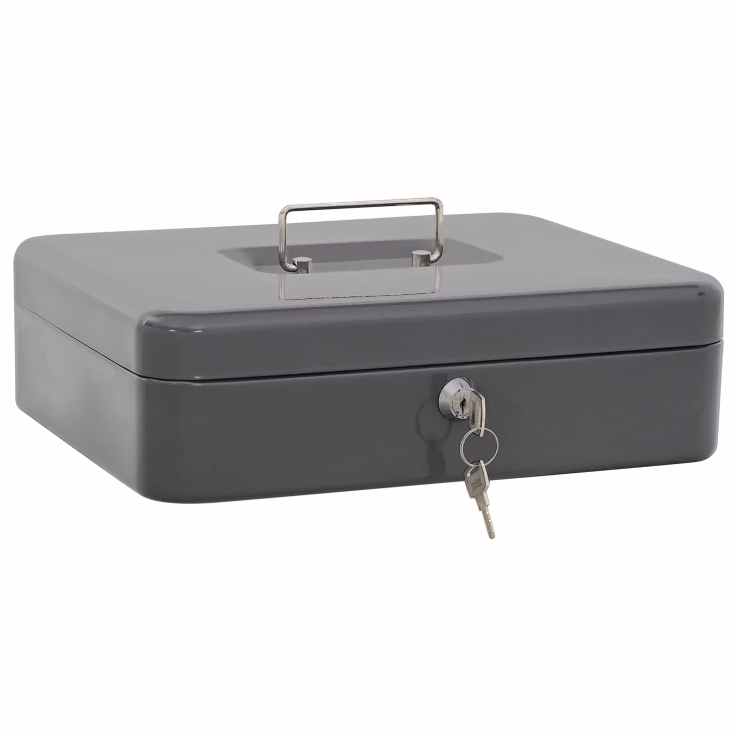 Scatola per contanti vidaXL in metallo grigio, L: 30 cm, P: 24 cm, H: 9 cm
