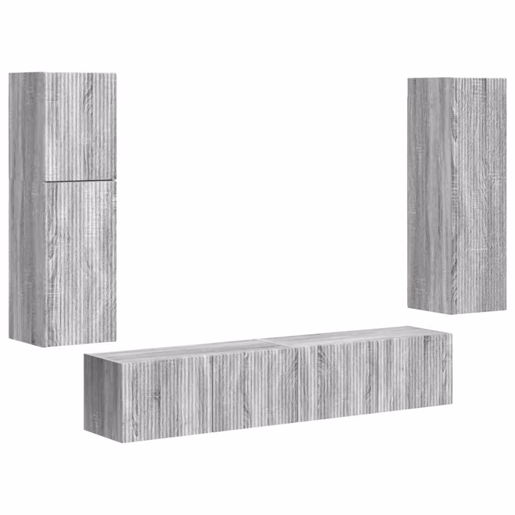 Set mobile TV moderno vidaXL da 4 pezzi in legno e MDF Grigio opaco – 2