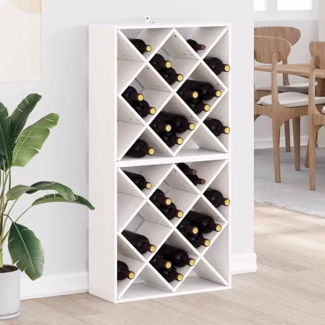 Set di 2 portabottiglie vidaXL in pino massello bianco, L 62 x P 25 x H 62 cm – 1