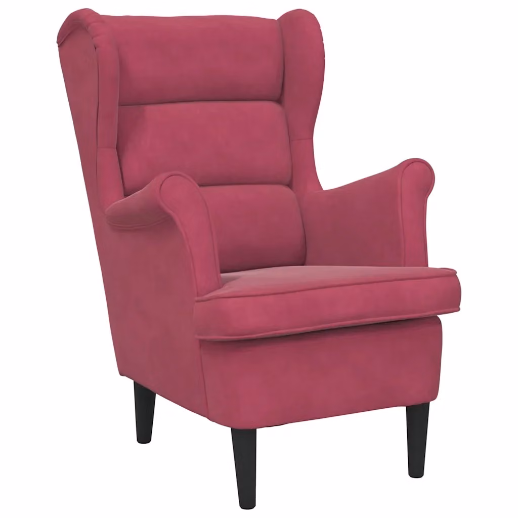 Poltrona moderna in velluto rosso vidaXL con braccioli e design a vasca per il tuo soggiorno – 2