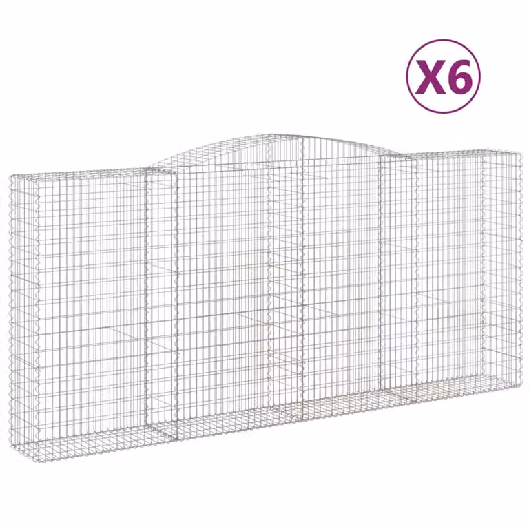 Cesti Gabbioni ad Arco 6 pz 400x50x180/200 cm Ferro Zincato