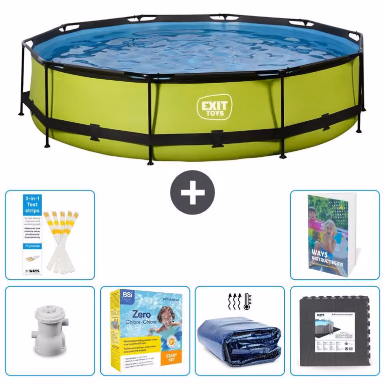 Piscina gonfiabile rettangolare - 360x76 cm - Set da 5 pezzi - Modello S285