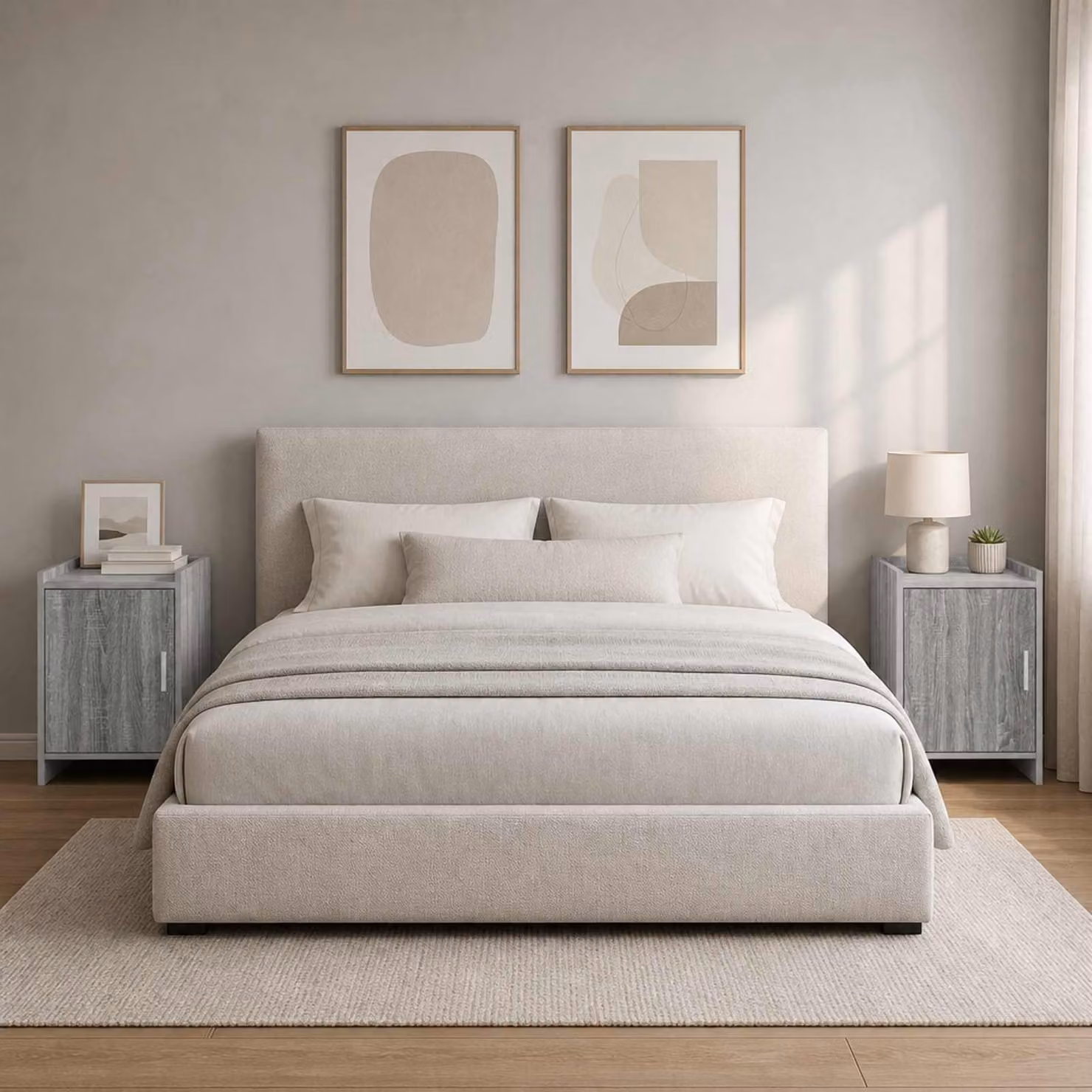 Set di 2 comodini moderni vidaXL in colore grigio, L 40 cm x P 30 cm x H 60 cm