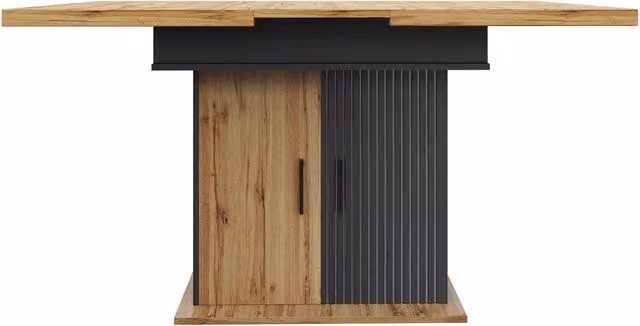 Tavolo da pranzo allungabile 110-140x80 cm con piano in MDF e struttura in metallo, design retrò, salvaspazio per cucina e soggiorno