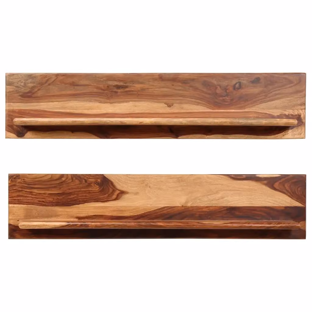Set di 2 mensole da parete vidaXL in legno massello di acacia marrone L: 118 cm, P: 26 cm, H: 20 cm – 2