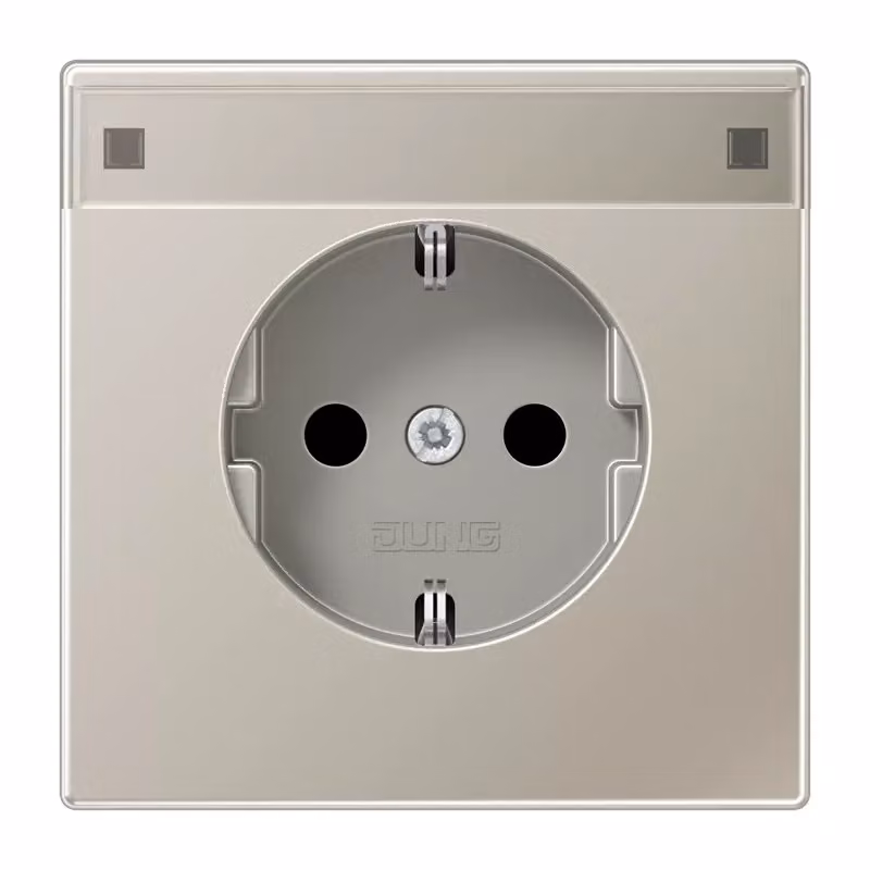 Presa Jung SCHUKO, 16 A 250 V ~, con campo di etichettatura, protezione tattile avanzata integrata, serie LS, acciaio inox ES1520KINA