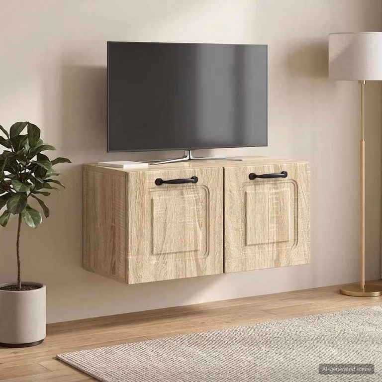 vidaXL Mobile Porta TV da Muro Moderno in Legno Marrone, L/P/H: 59,5 x 31 x 30 cm