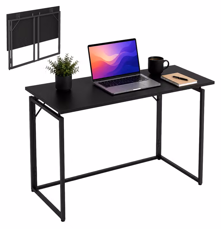 Relaxdays, scrivania, dimensioni (altezza x larghezza x profondità): 74 x 100 x 50 cm, pieghevole, salvaspazio, scrivania da lavoro, scrivania per ufficio, ideale per l'home office, colore nero