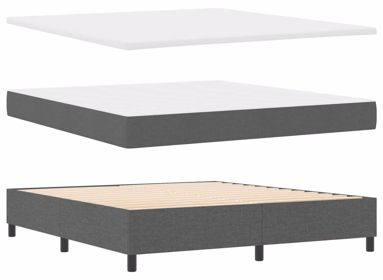 Maison Exclusive - Letto boxspring con testiera grigio scuro 180 x 200 cm in tessuto